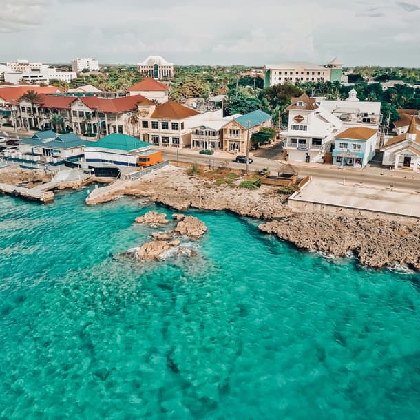 Aerial shot of the island